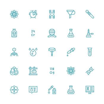 Laboratory Visual Pack containing 25 Medium Stroke Outline Icons Functional Icon Series vector