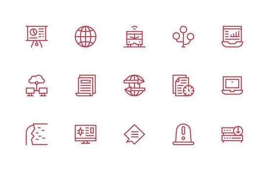 datos visual paquete conteniendo 15 regular línea íconos icono conjunto para web vector