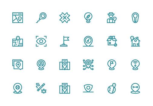 Thick Line Line Icons from Area Set with 24 Vectors Essential Icons for Rapid UI Building