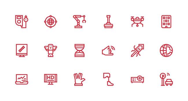 18 Icons for Technology in Strong Stroke Line Format Design Ready Icon Set for Teams vector