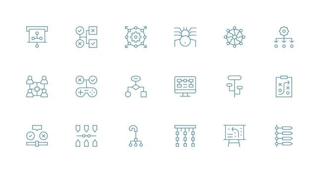 Minimal Line Icons from Flowchart Set with 18 Vectors Multi-Style Icons for Creative Projects