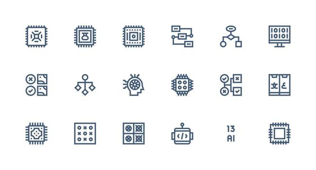 Logic featuring 18 Icons in Strong Stroke Line Design Complete Icon Set for Mobile Apps vector