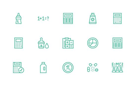 Regular Line Style Formula Icons with 15 Vectors Organized Pack for Project Assets