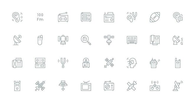 32 Thin Line Icons for Receiver Graphics Organized Icon Pack for Quick Access vector