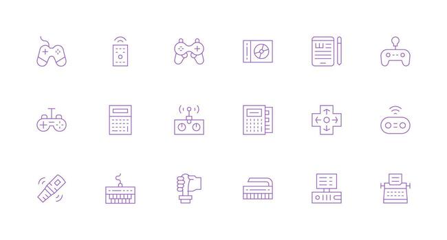 18 Input Device Icons in Minimal Line Aesthetic Line Icon Collection vector