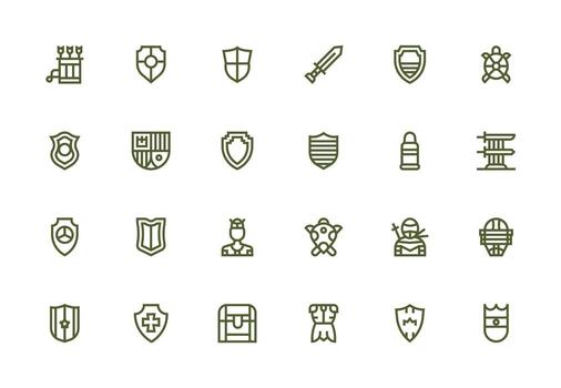 24 Thick Line Line Icons for Armor Graphics High-Resolution Icons for Any Platform vector