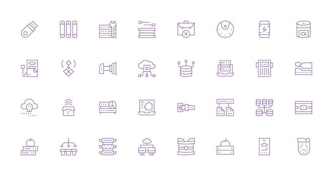32 Thin Line Style Icons from Backup Collection Full Icon Library for UI Designers vector