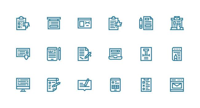 18 Strong Stroke Line Icons for Online Form Graphics UI-Ready Icon Collection vector