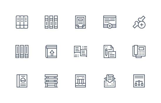 documento administración conjunto con 15 regular línea íconos organizado paquete para proyecto bienes vector