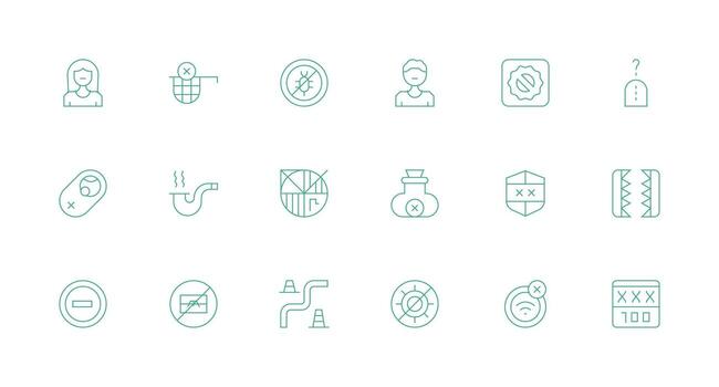 18 Icons for Blocked in Minimal Line Format Basic Icon Series vector