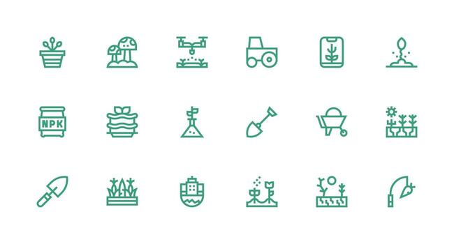 Soil Icon Set with 18 Strong Stroke Line Graphics Icon Set vector