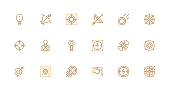 Strong Stroke Line Style Aim Icons with 18 Vectors UI Icon Set