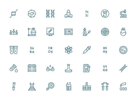 35 regular limpiar línea íconos para Ciencias gráficos detallado icono colección para diseño sistemas vector