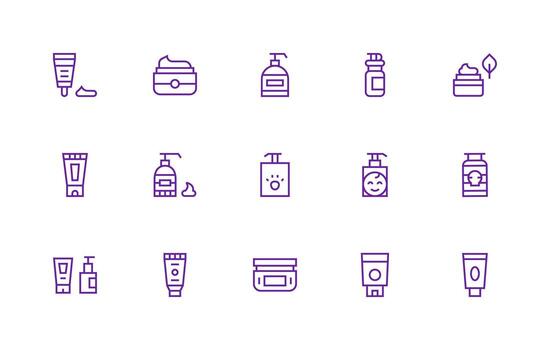 Regular Line Icons from Lotion Set with 15 Vectors App Icon Pack