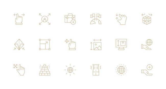Expand Design Icons featuring 18 in Minimal Line Style Quick Access Icons for UI Development vector