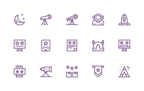 15 Regular Line Designs for Stars Icons Essential Icons for Rapid UI Building vector