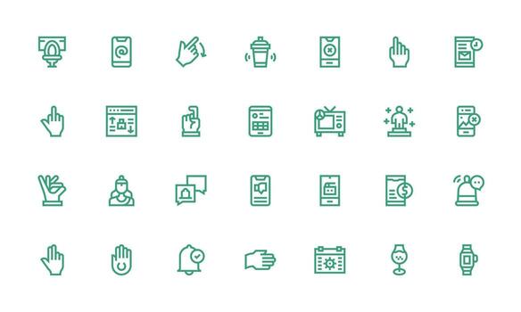 28 Bold Line Icons for App Graphics Detailed Icon Collection for Design Systems vector