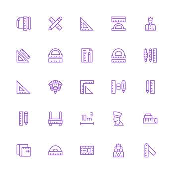 25 Medium Stroke Outline Designs for Ruler Icons Interface Icons for Daily Use vector