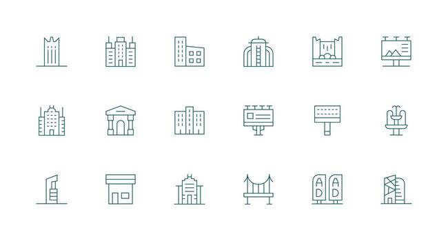 18 Minimal Line Designs for Urban Design Icons Icons Built for Visual Consistency Pack vector