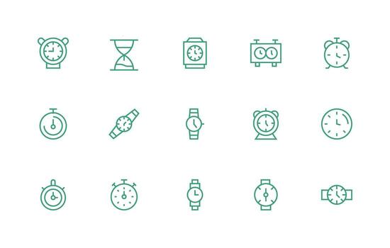 Regular Line Icons from Chronometer Set with 15 Vectors Basic Icon Series