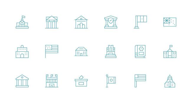 Minimal Line Icons from Government Set with 18 Vectors Core Icon Collection for Daily Tasks