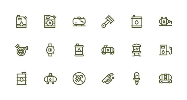 Strong Stroke Line Style Diesel Icons with 18 Vectors Complete Icon Bundle for Web Design