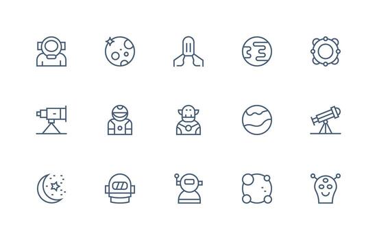 Regular Line Icons from Galaxy Set with 15 Vectors Detailed Icon Collection for Design Systems
