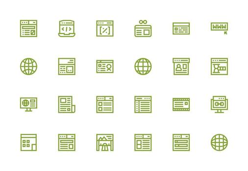 Thick Line Line Icons from Web Page Set with 24 Vectors Design Ready Icon Set for Teams