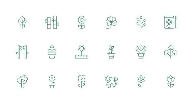 18 Stem Icons in Minimal Line Aesthetic Essential Icons for Rapid UI Building vector
