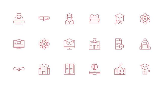 Minimal Line Icons from University Set with 18 Vectors Flat Icon Set