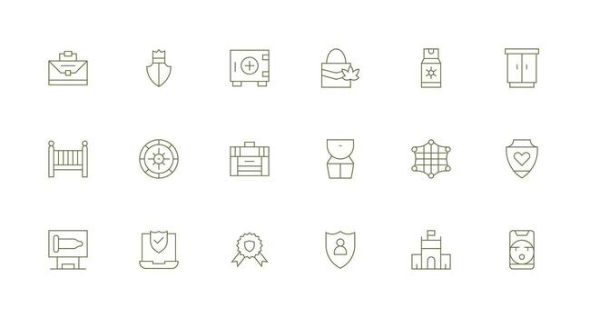 18 mínimo línea vectores para seguro tema alta resolución íconos para ninguna plataforma