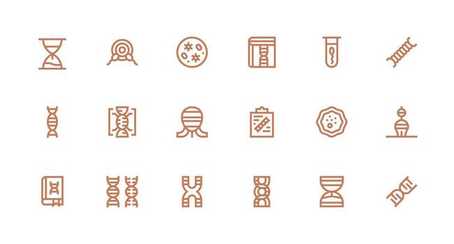 18 Strong Stroke Line Icons for Genetics Graphics UI and UX Focused Icon Collection vector
