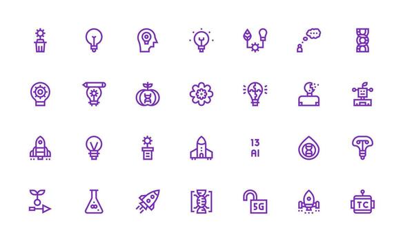 Innovation Icon Set with 28 Bold Line Graphics Multi-Purpose Icon Pack for Templates vector