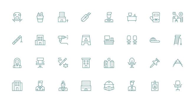 Thin Line Icons from Workplace Set with 32 Vectors Style Icon Set