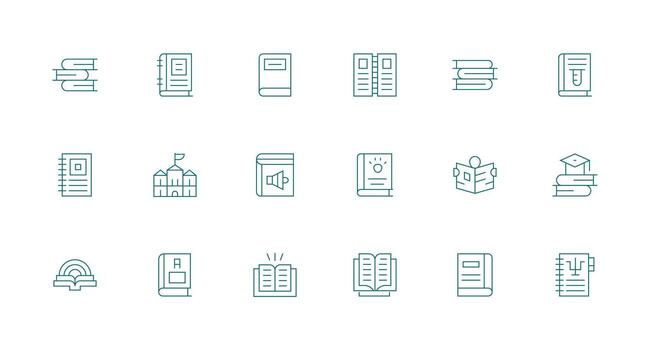 Minimal Line Icons from Textbook Set with 18 Vectors Complete Icon Bundle for Web Design