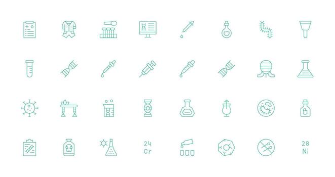 Thin Line Icons from Laboratory Set with 32 Vectors Reusable Icon Set