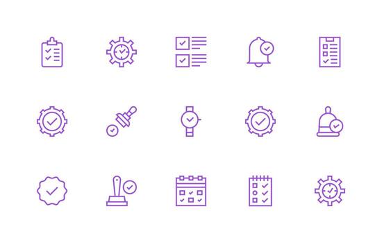 15 Regular Line Style Icons from Done Collection Complete Icon Bundle for Web Design vector
