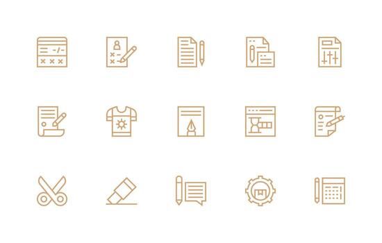 editar conjunto con 15 regular línea íconos ligero icono serie vector