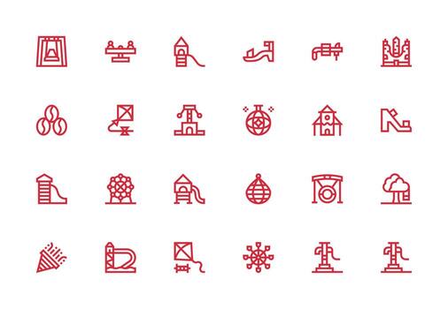 Amusement Icon Set with 24 Thick Line Line Graphics Layout Icon Collection vector