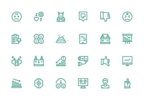 Negative Icon Set with 24 Thick Line Line Graphics Multi-Purpose Icon Set vector