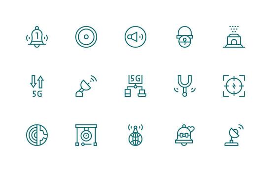 Signal Icon Collection with 15 Regular Line Designs Icon Set vector