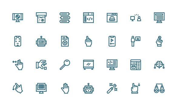 interfaz icono conjunto con 28 negrita línea gráficos mínimo icono conjunto para interfaz proyectos vector