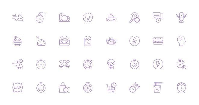 32 Delgado línea íconos para rápido gráficos ui icono conjunto vector