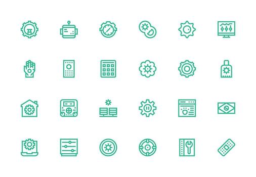 Control Panel featuring 24 Icons in Thick Line Line Design Well-Structured Icons for Creative Use vector