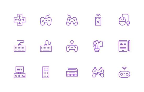Input Device Icon Collection with 15 Regular Line Designs Pixel Perfect Icons for Modern Apps vector