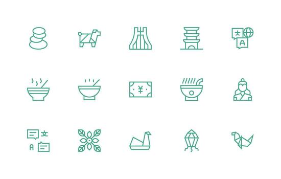 Regular Line Icons from Japanese Set with 15 Vectors Core Icon Collection for Daily Tasks