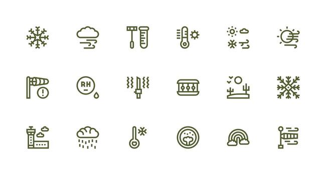 18 Icons for Weather in Strong Stroke Line Format Flexible Icon System for Web Interfaces vector