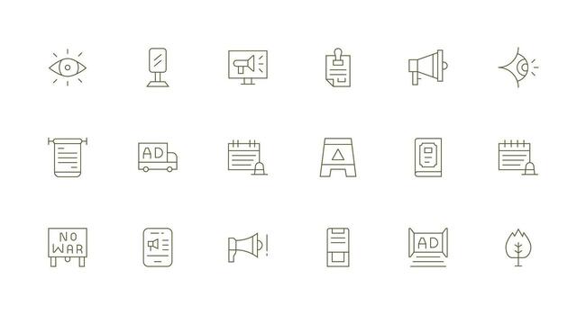 Notice featuring 18 Icons in Minimal Line Design Complete Icon Bundle for Web Design vector