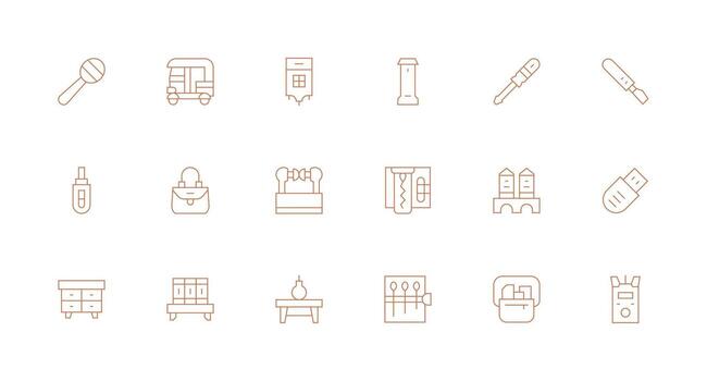 Small Set with 18 Minimal Line Icons Multi-Style Icon Collection vector