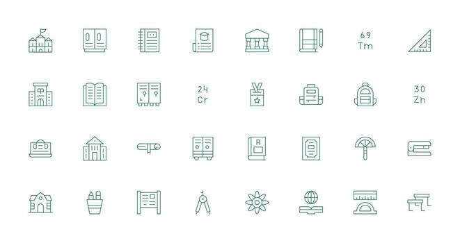 colegio conjunto con 32 Delgado línea íconos limpiar icono conjunto icono paquete para ui proyectos vector